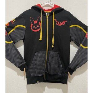 Jinx Full Zip Hoodie Adult Size S Long Sleeve Black w/Various Print Cotton Blend